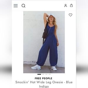 Free People Indigo Wide-Leg Jumpsuit